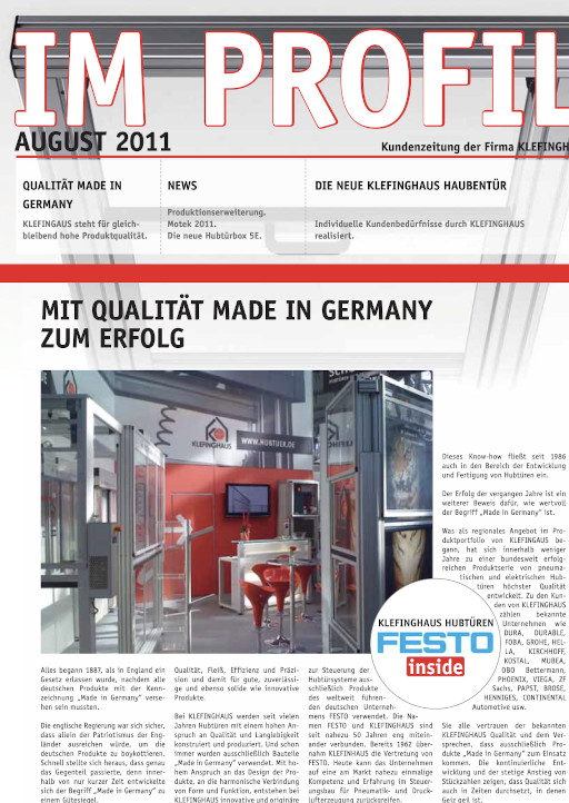 Die August-Ausgabe 2011 unserer Kundenzeitung