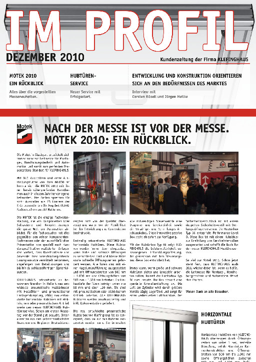 Die Dezember-Ausgabe 2010 unserer Kundenzeitung