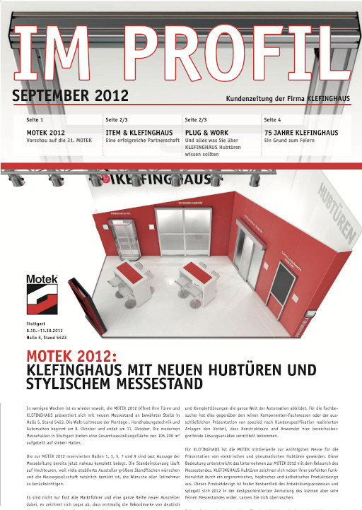 Die September-Ausgabe 2012 unserer Kundenzeitung