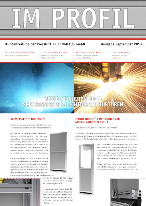 Die September-Ausgabe 2013 unserer Kundenzeitung