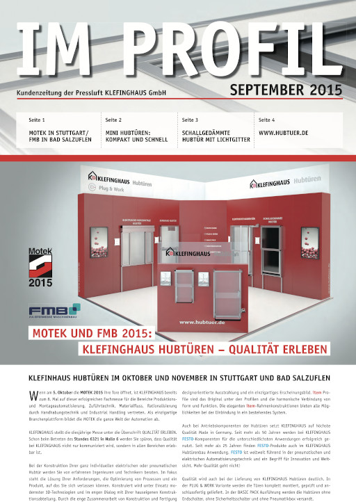 Die September-Ausgabe 2015 unserer Kundenzeitung