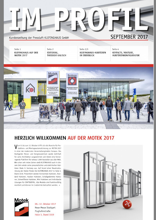 Die September-Ausgabe 2017 unserer Kundenzeitung