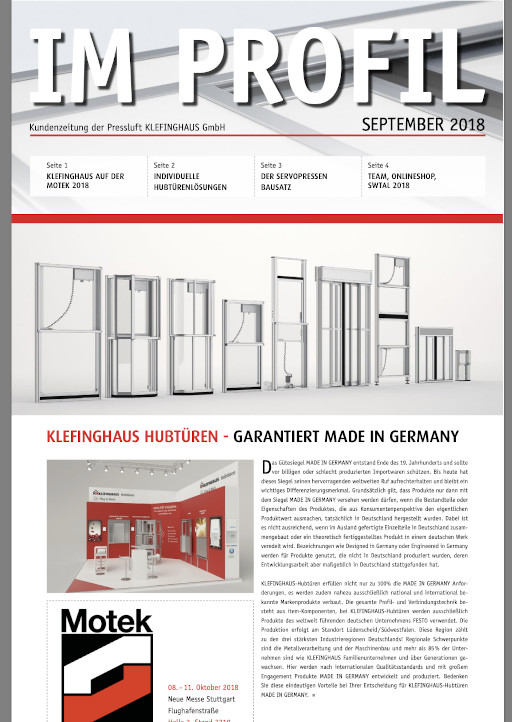 Die September-Ausgabe 2018 unserer Kundenzeitung