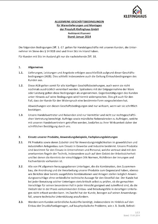 Unsere Allgemeinen Geschäftsbedingungen als PDF-Download